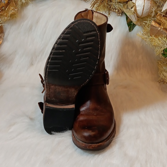 Frye Women Rustic Brown Leather Harness Biker Motorcycle Boots Size 8B - Picture 6 of 13